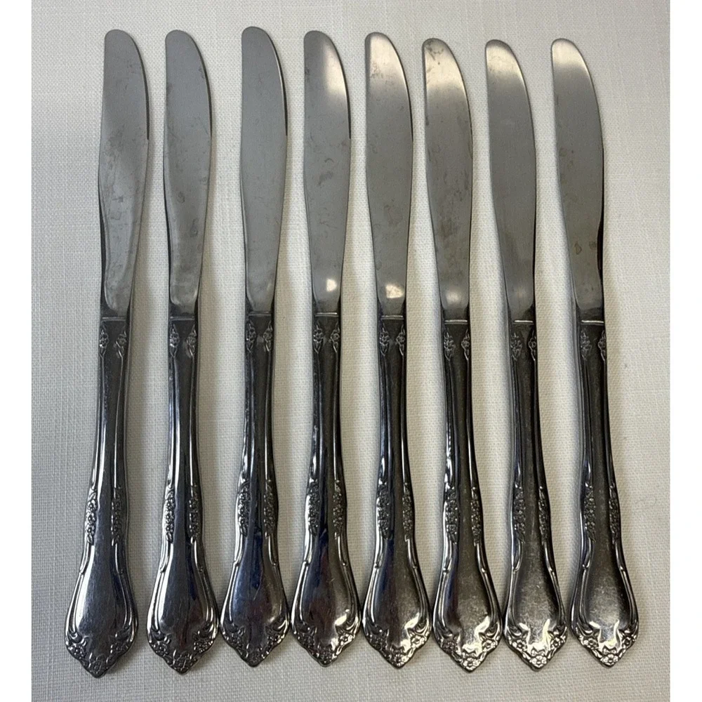 Oneida Mansfield Amadeus Dinner Knives 8 SOLID Stainless Wm A Rogers READ‎